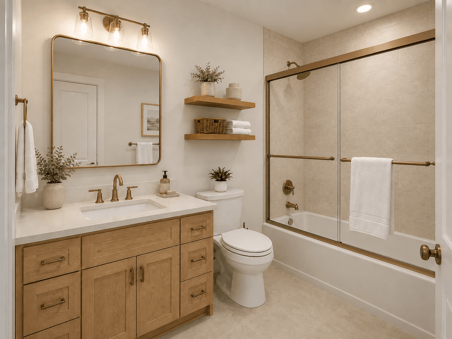 Warm Natural bathroom collection rendering
